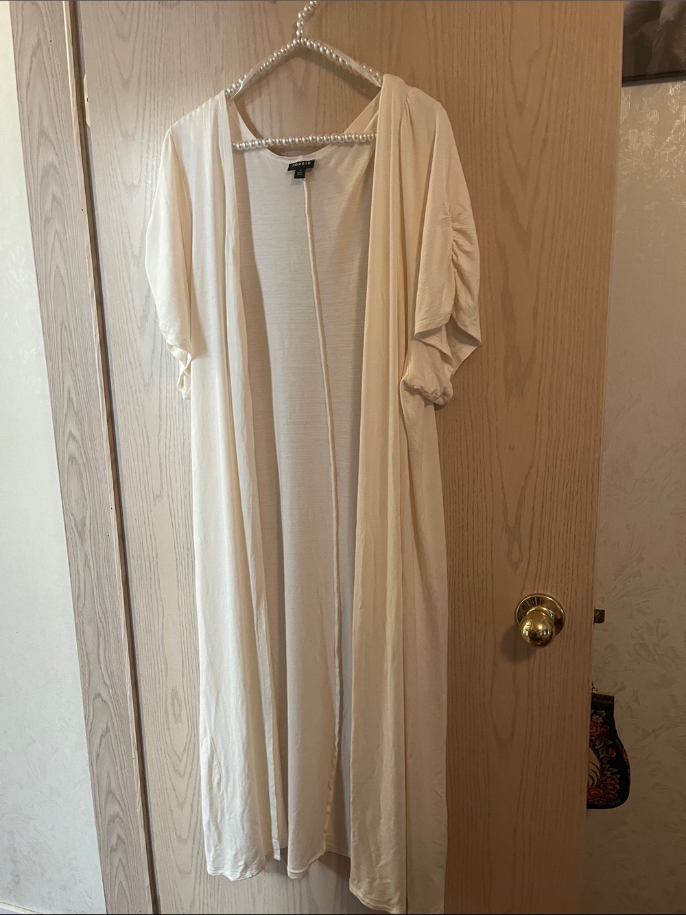 Light Cream Open-Front Maxi Dress Cardigan by